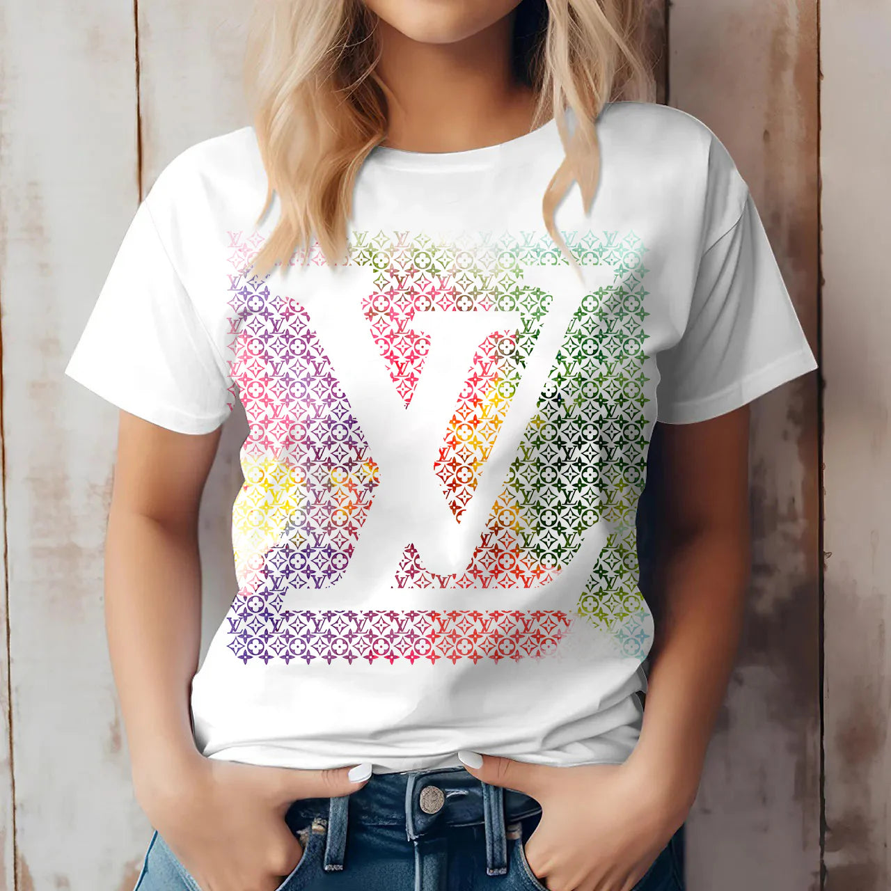 New fashion and versatile printed short sleeves 3D1024051118