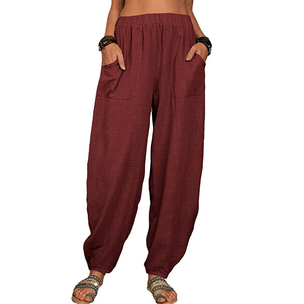 Loose cotton linen casual harem pants