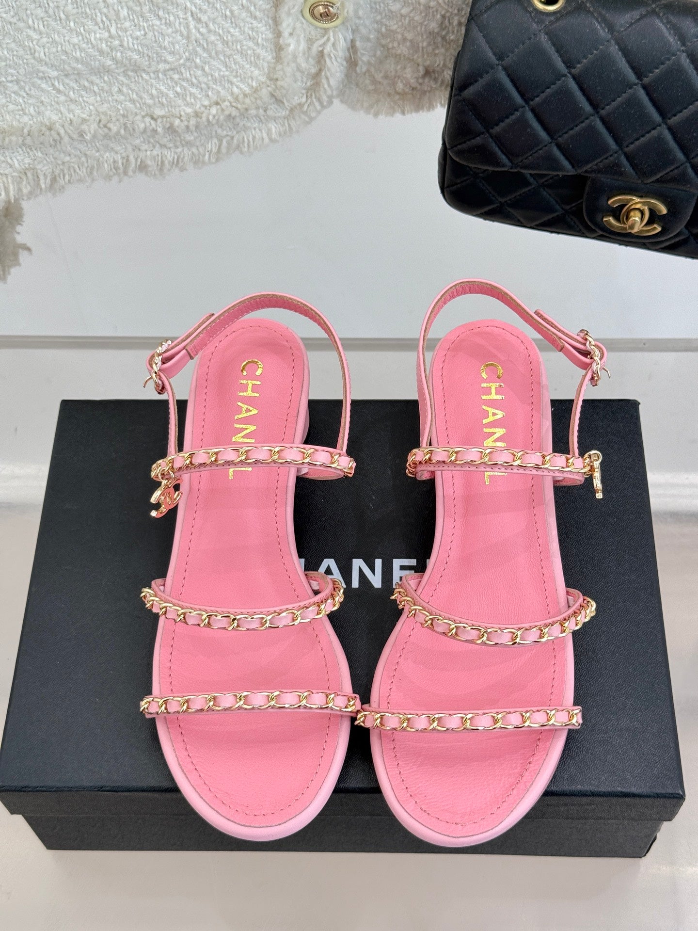 CNL Double C chain thick heel sandals 0725042807