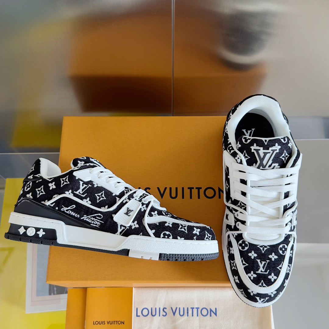Lvv couple limited series casual denim print sneakers 0725012402