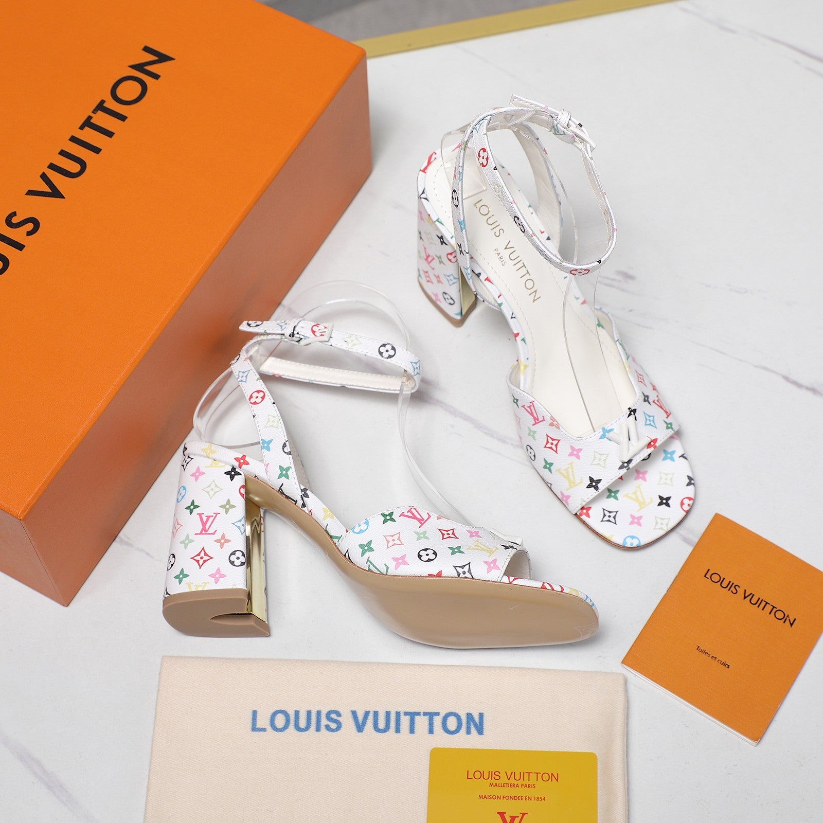 Lvv colorful printed high-heeled sandals 0725102304