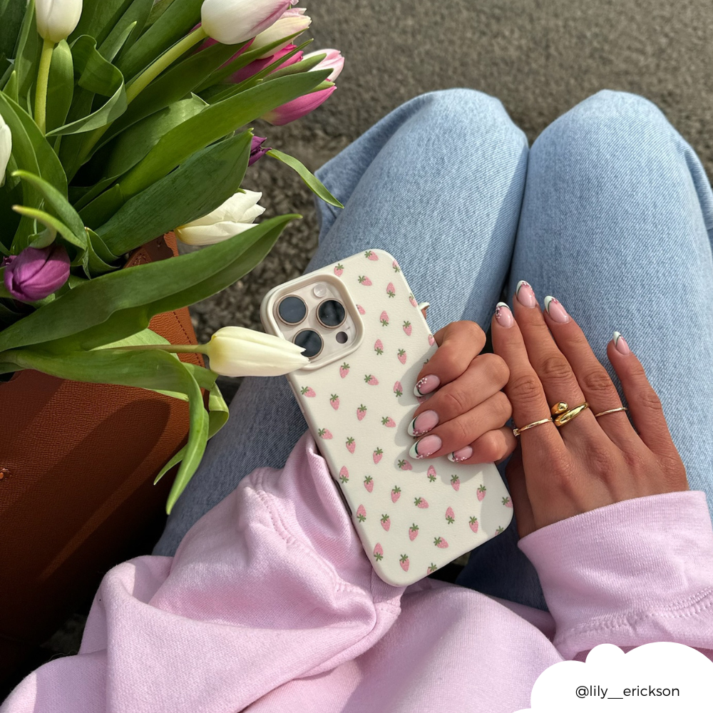Ditsy Strawberries Phone Case - Soft White