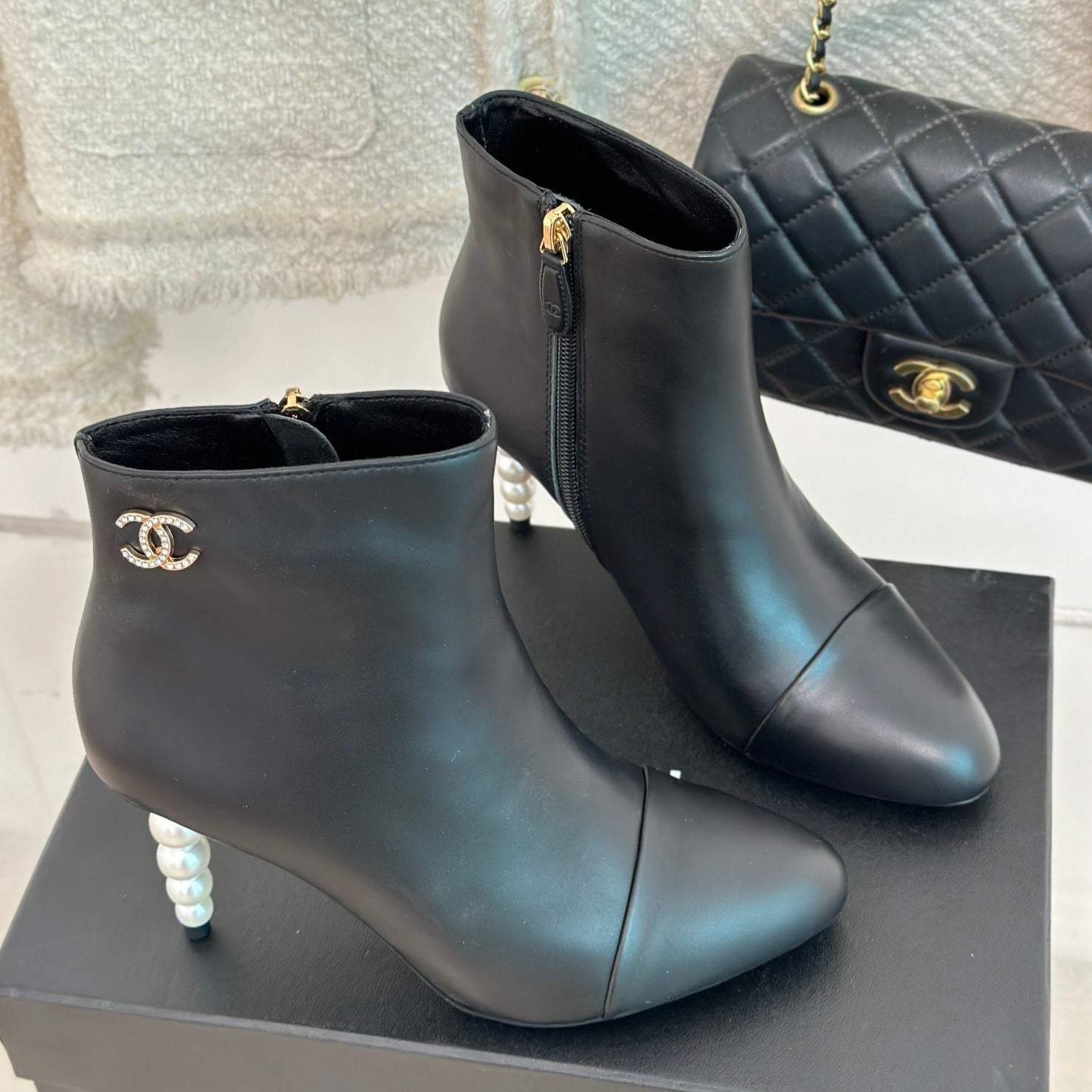 Fashion new autumn and winter pearl high heels women's boots 1023120110