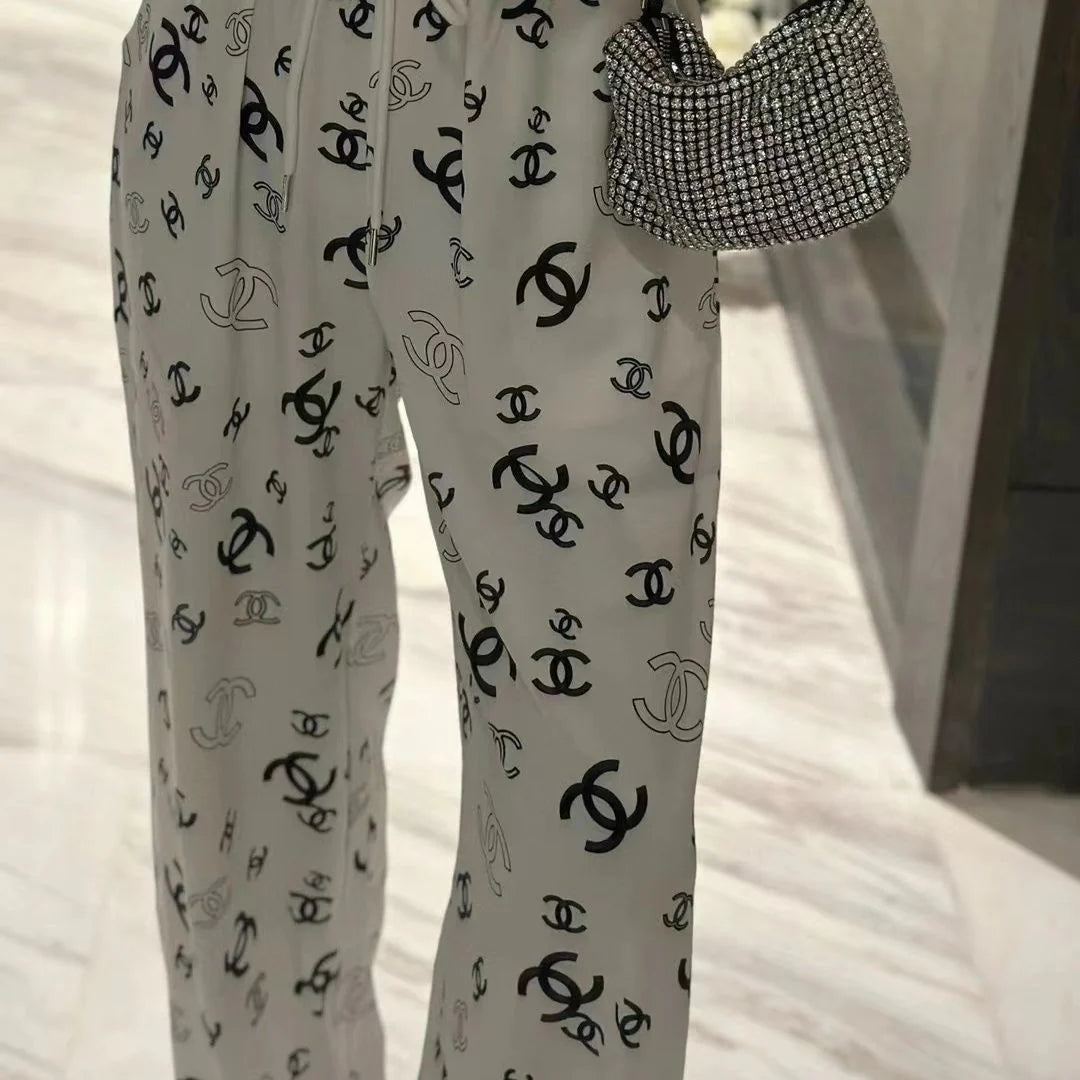 Luxury Fashion Printed Casual Wide Leg Pants 1024062113