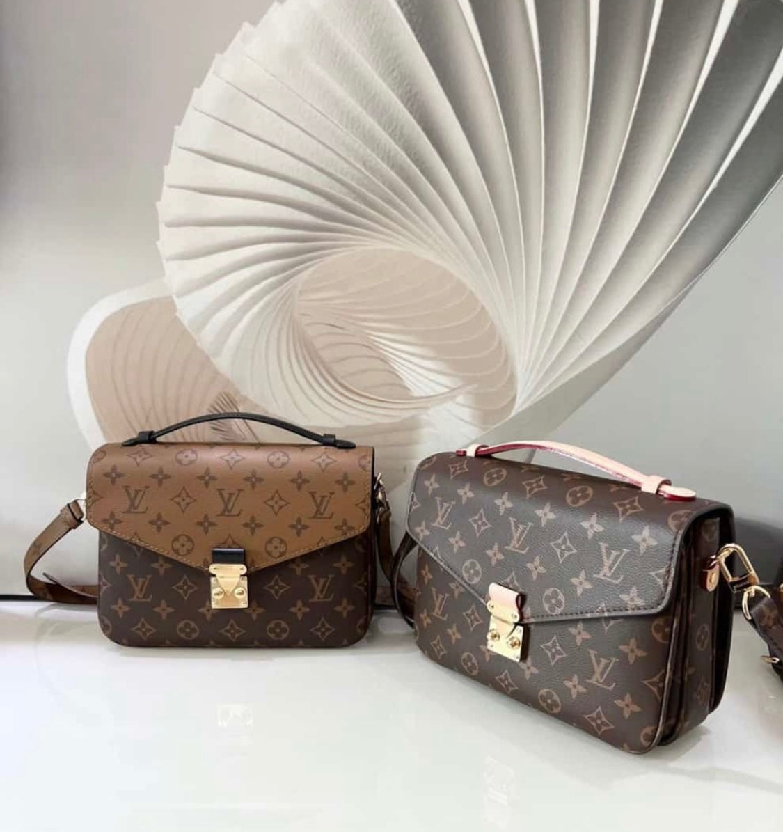 Handmade Leather Handbag Monogram Pochette Metis in Brown