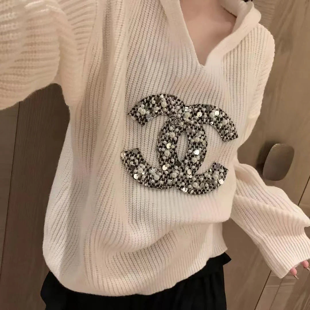 High end hooded knitted sweater 1024111505