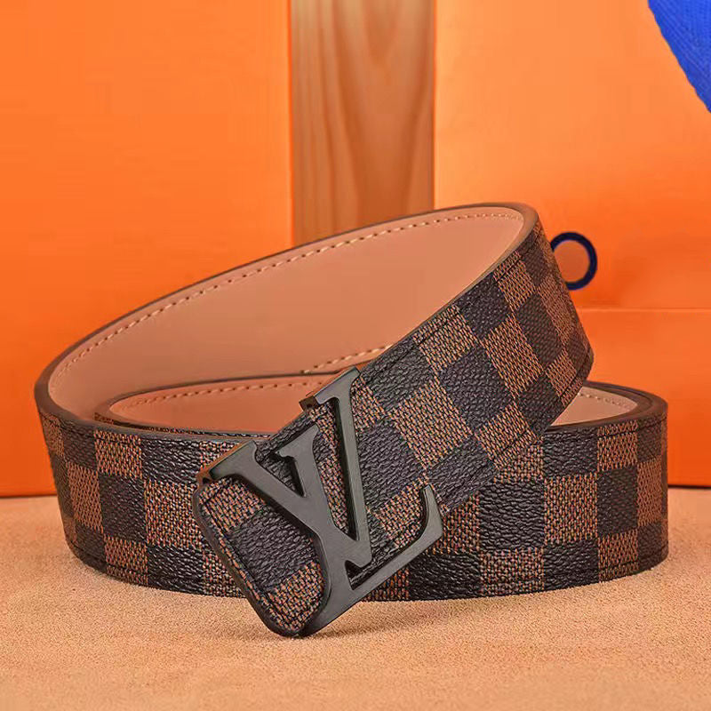 Men's belt high-grade letter leather business belt trend all-match strong and durable middle-aged and young casual pants belt