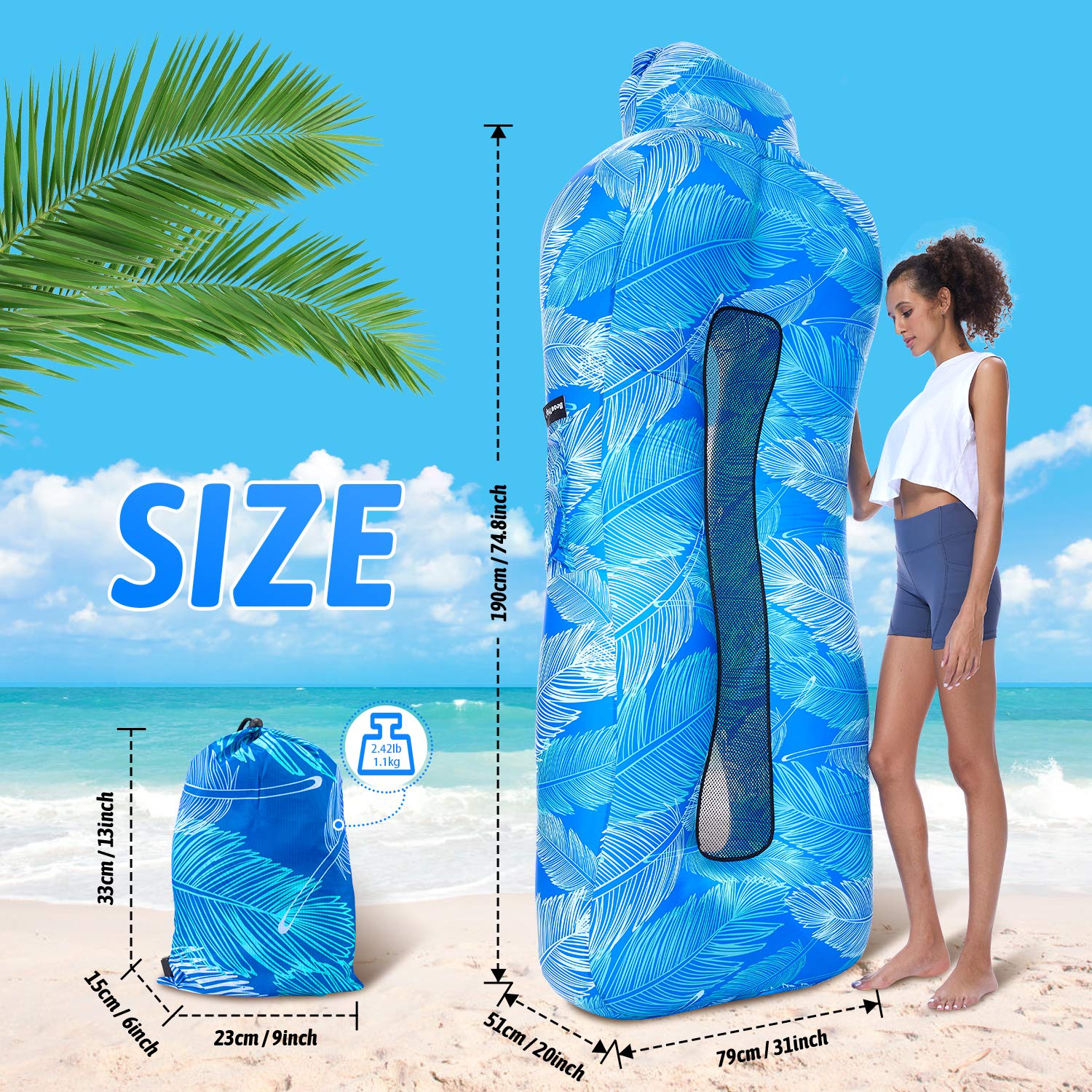 BEAUTRIP Air Couch | Inflatable Air Sofa Hammock | The perfect air lounger for backyard lake trips, picnics and music festivals