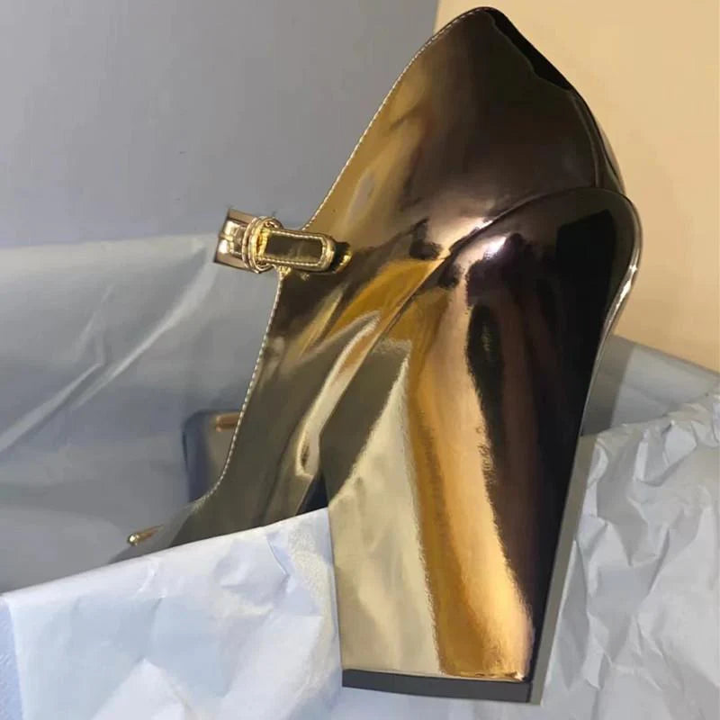 New Retro Shallow Mouth Pointed Mary Jane Single Shoes 1023122808