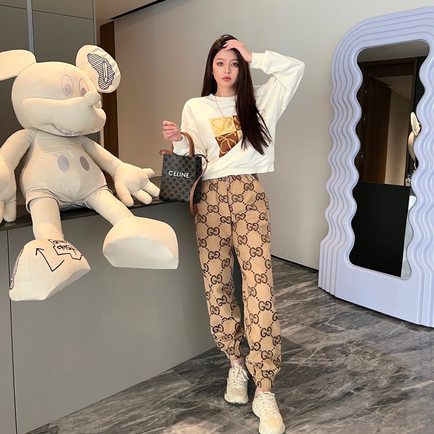 2023 new autumn classic retro printed versatile leggings pants PD1523092703