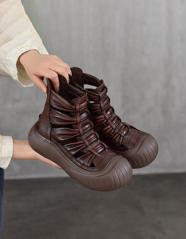 Handmade Breathable Wide Toe Box Boots Sandals