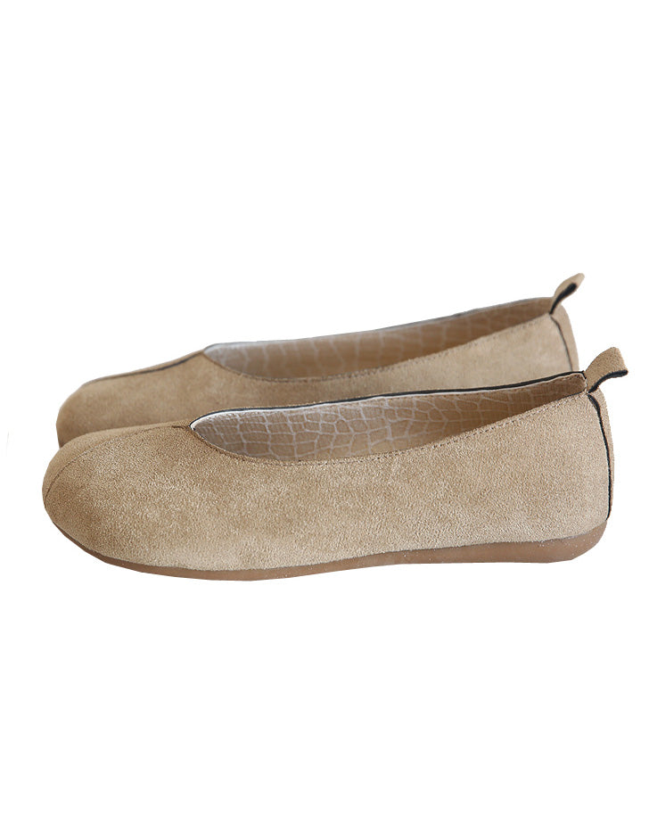 Light Weight Round Toe Suede Slip-on Flats