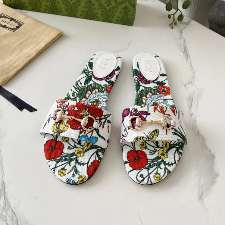 GG New Floral Horsebit Buckle Women's Slippers 1025070413