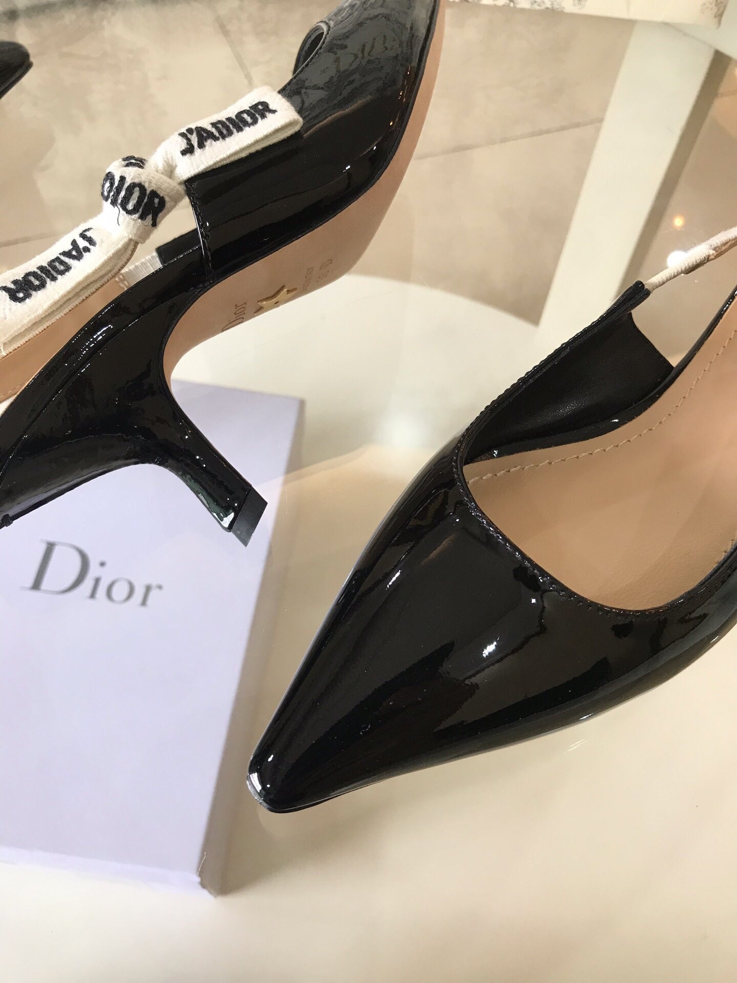 Dio Pointed bow letter ribbon slingback slingback shoes 0724070401