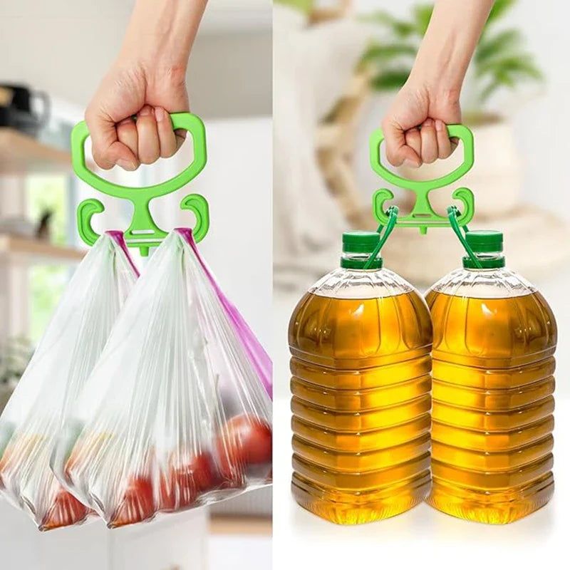 A multi-purpose shopping bag transport handle with double-buckle comfortable grip, a labor-saving tool