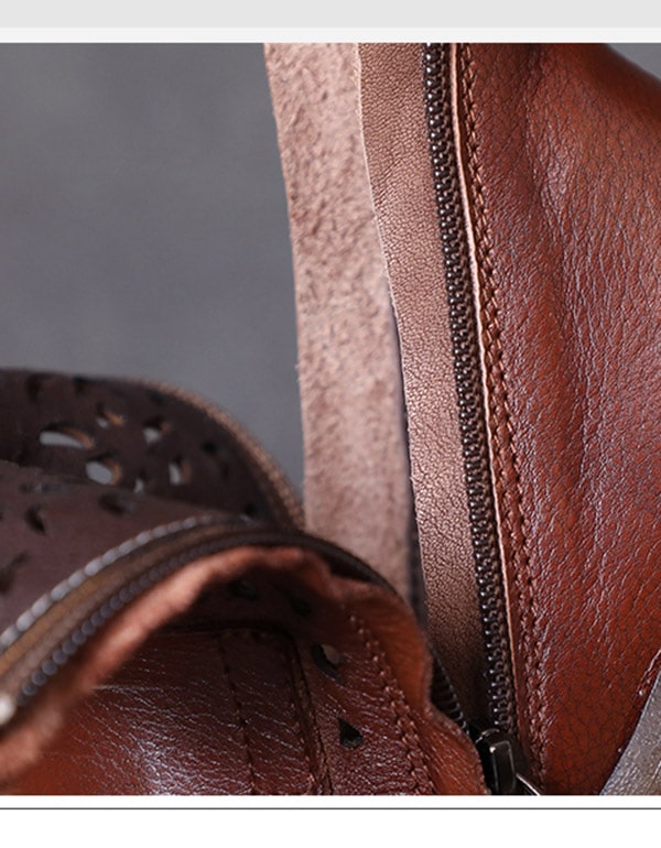 Handmade Summer Hollow Retro Ankle Boots 41