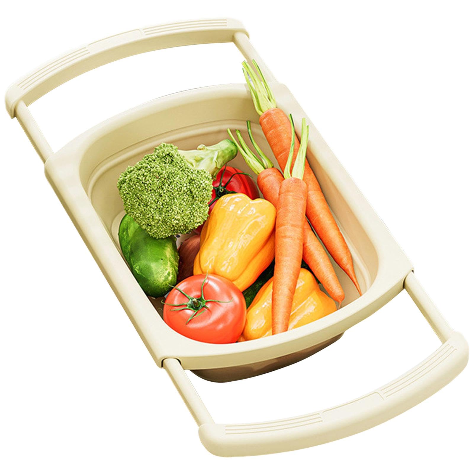 Kitchen Sink Basket - Retractable Sink Basket Container for Fruit Washing