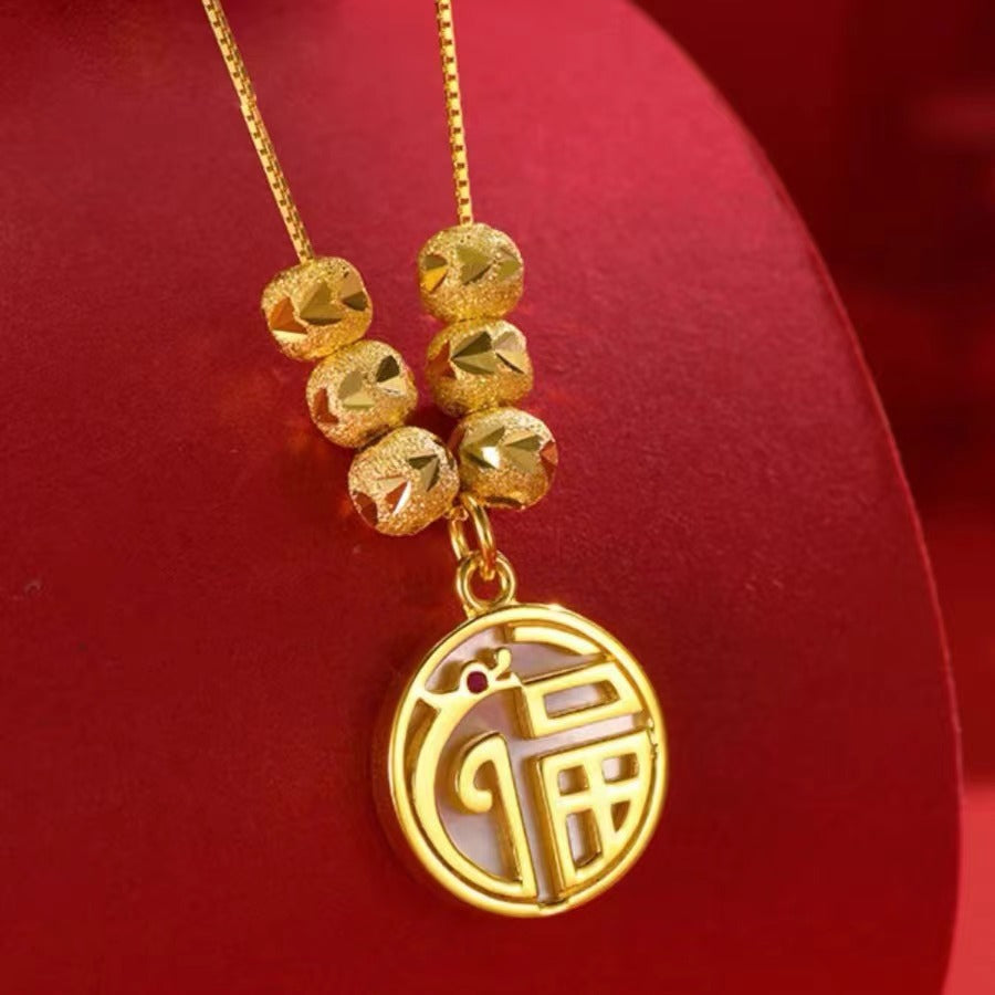 Copper alloy bow tassel necklace 2025081202