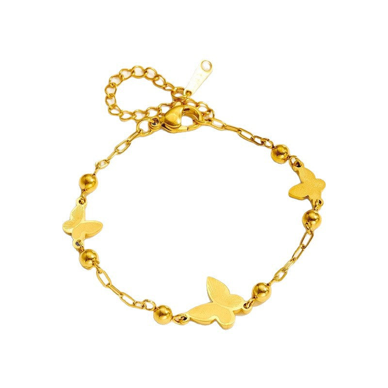 Elegant steel butterfly necklace bracelet 2025081201