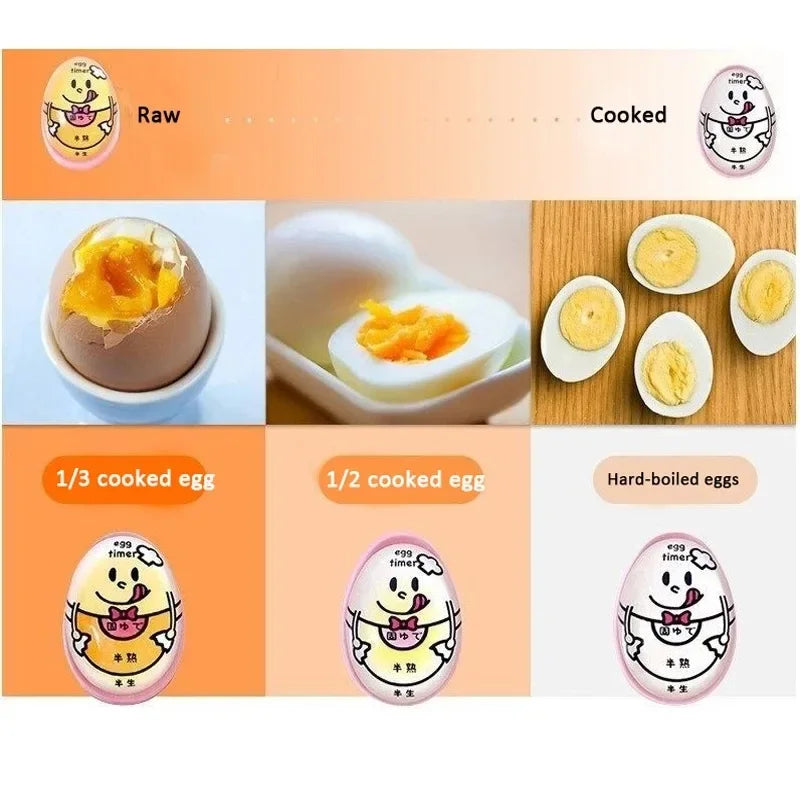Cartoon Egg Timer Sensitive Hard & Soft Boiled Egg Color Changing Indicators Kitchen Boiled Egg Temperature Observer