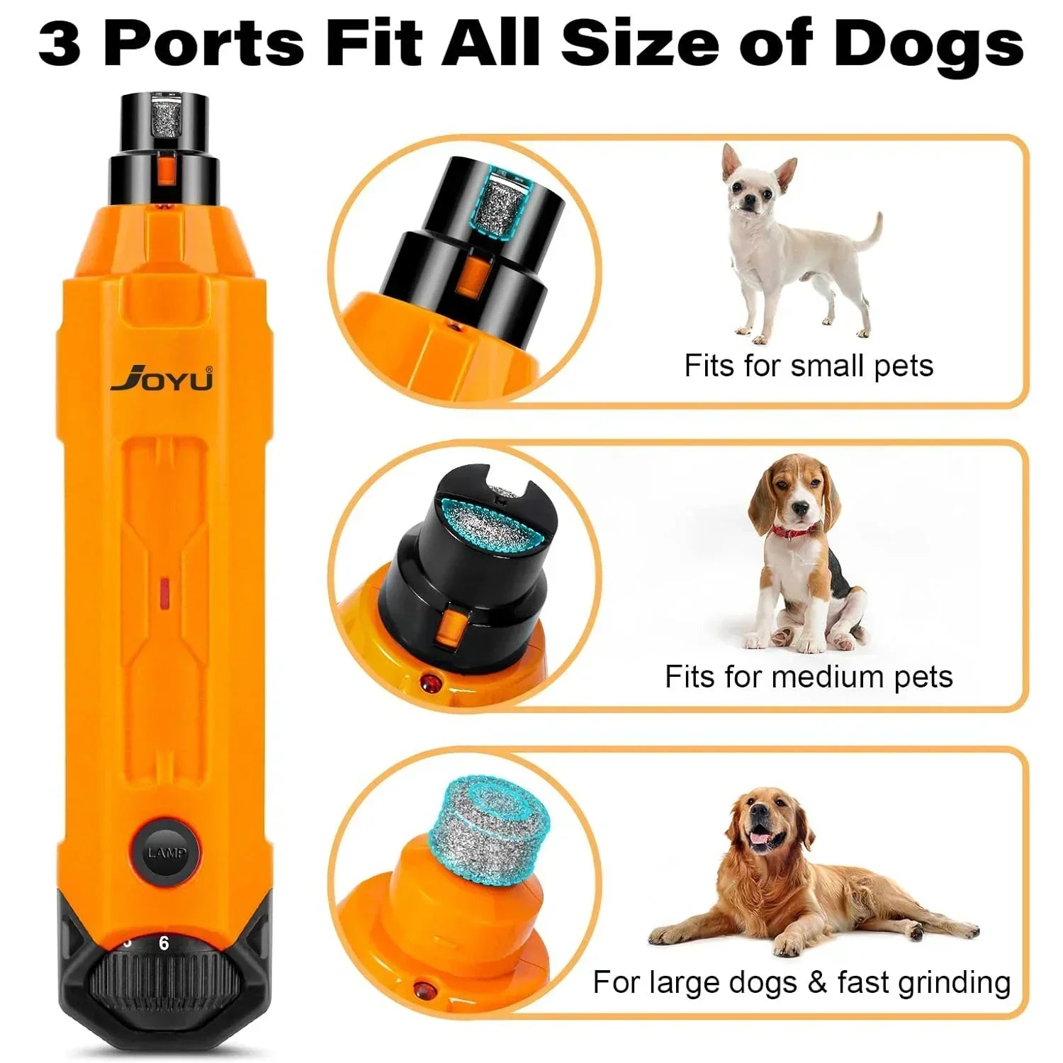 Electric Dog Nail Grinder | 6 Speeds | Ultra Quiet & Rechargeable | Painless Grooming