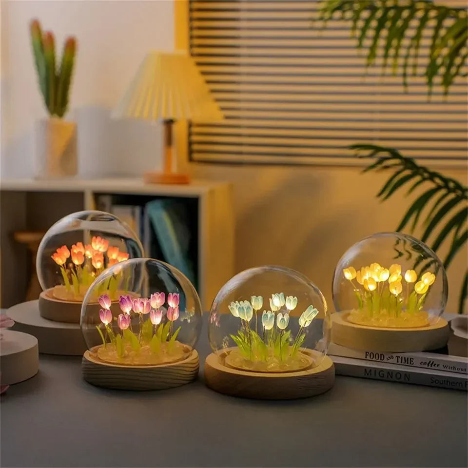 Artificial tulip handmade DIY LED bedside lamp