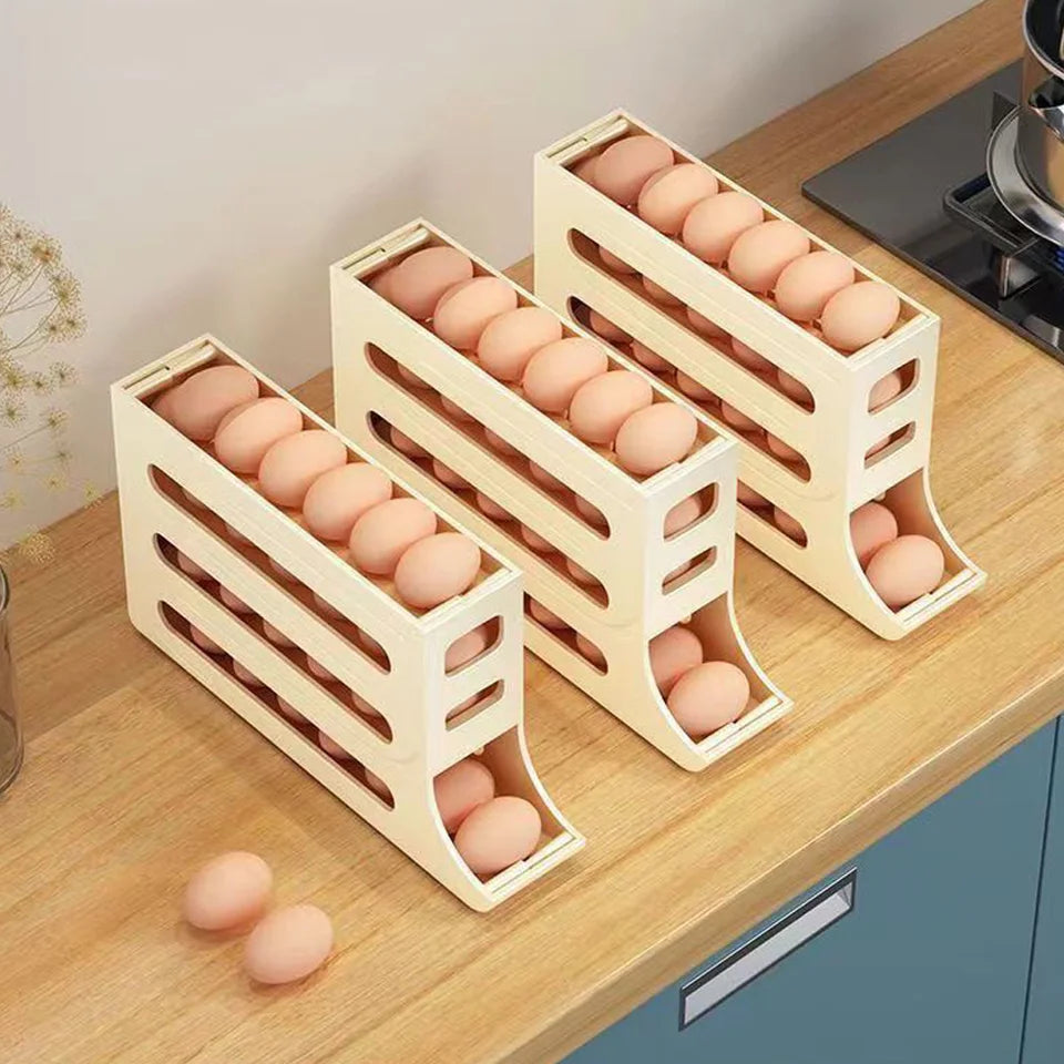 Egg storage box with automatic scrolling function