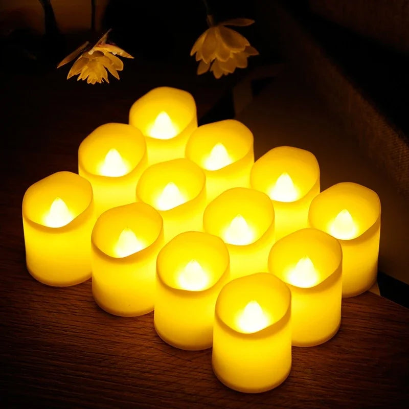 6 flameless flashing LED candle buttons, battery lights, tea lights, decorative candles