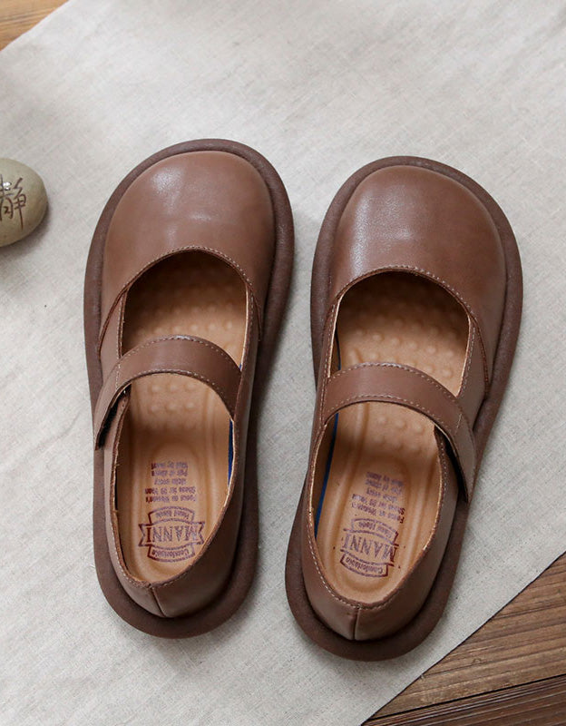 Wide Toe Box Velcro Comfy Retro Flat Shoes 41