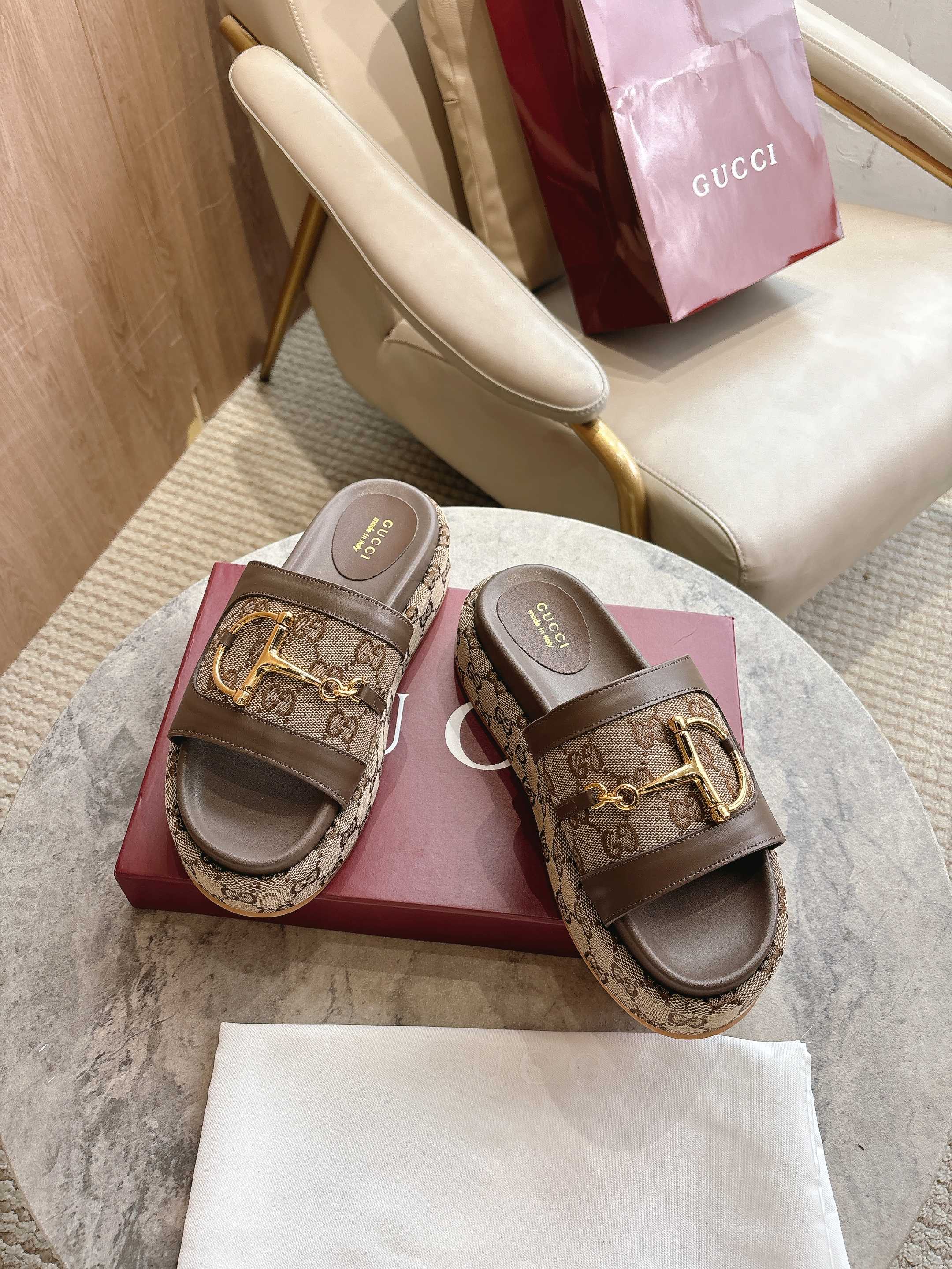 GG saddle buckle thick-soled slippers 0725101409