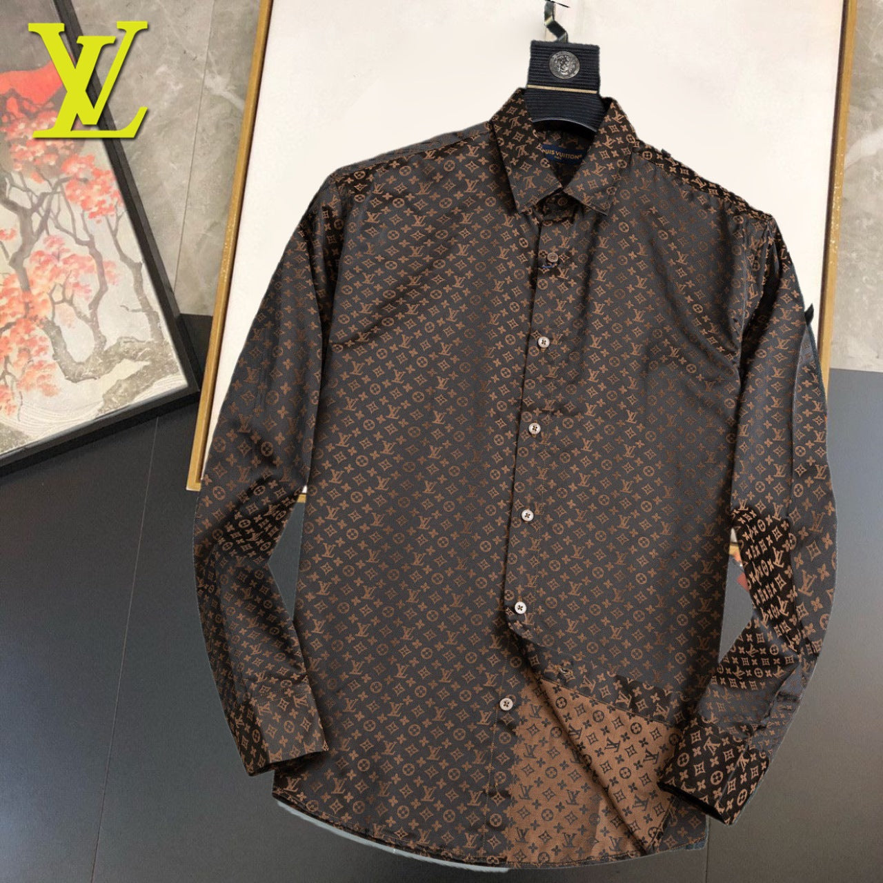 Lvv fashionable printed all-cotton lapel shirt 0725092601