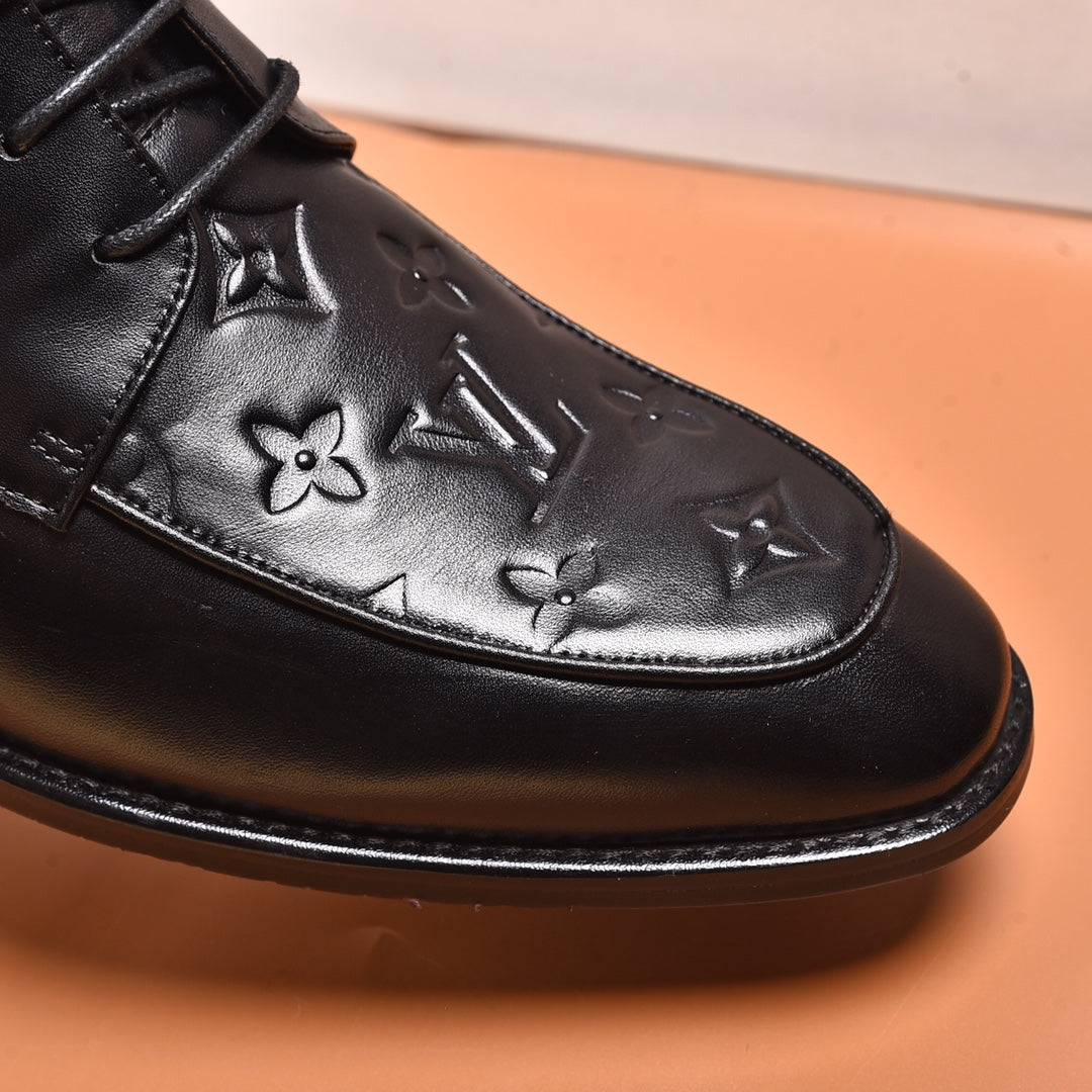 LVV high-top printed business leather shoes 0724120515