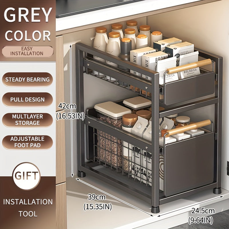 1 x Sliding Pull Out Drawer for Kitchen Cabinets - Sliding Cookware Organizer