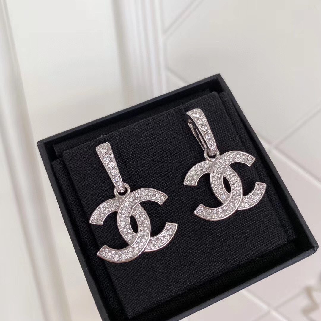 Classic Double Row Full Diamond Crystal Earrings