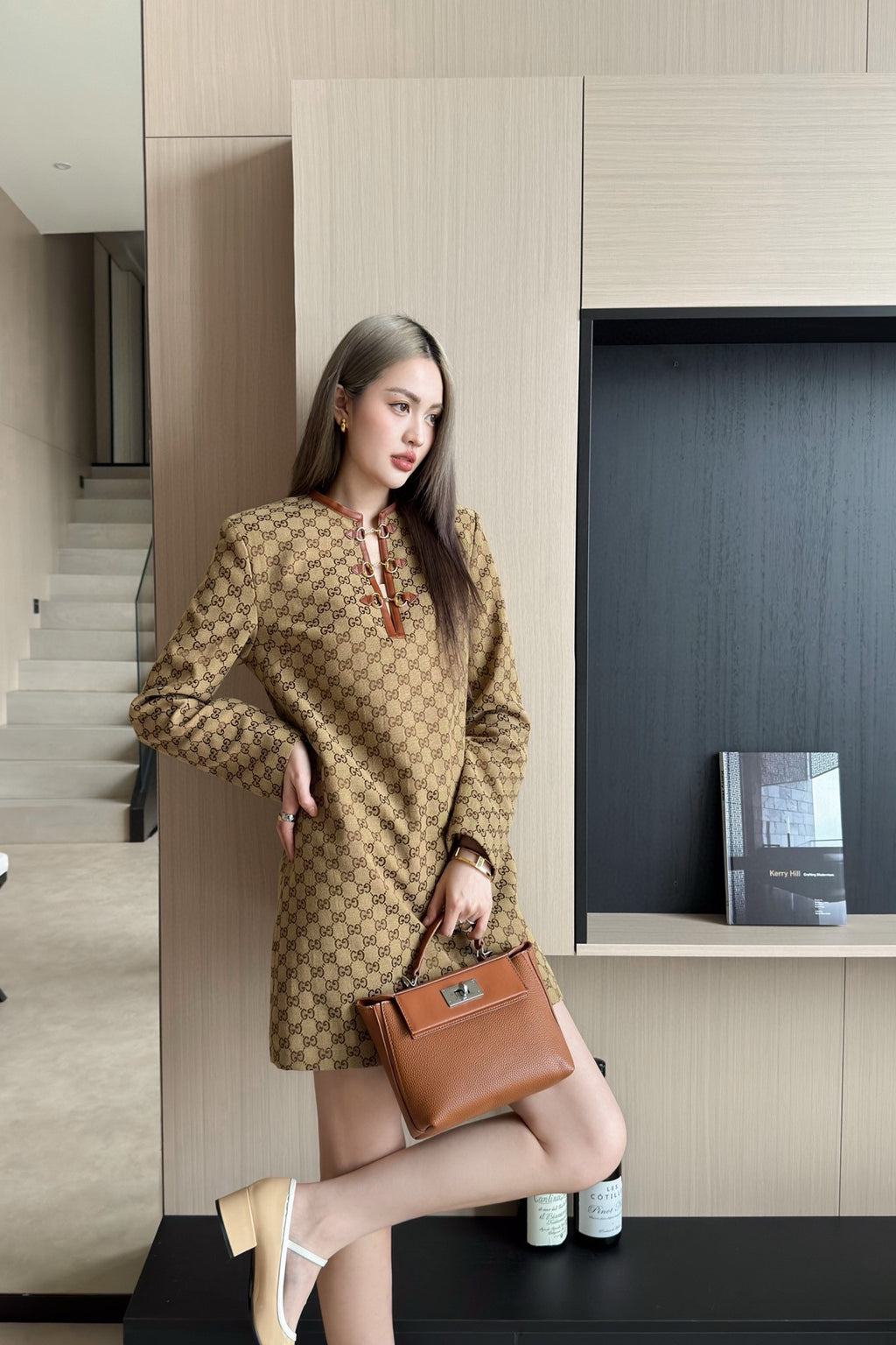 GG Fashion Khaki Printed dress 0725062010