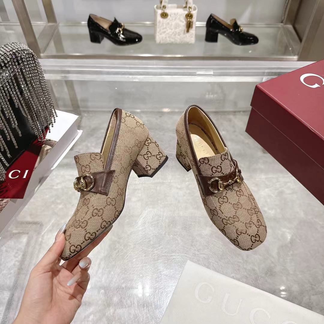 GG fashion print high-heeled loafers 0725102001