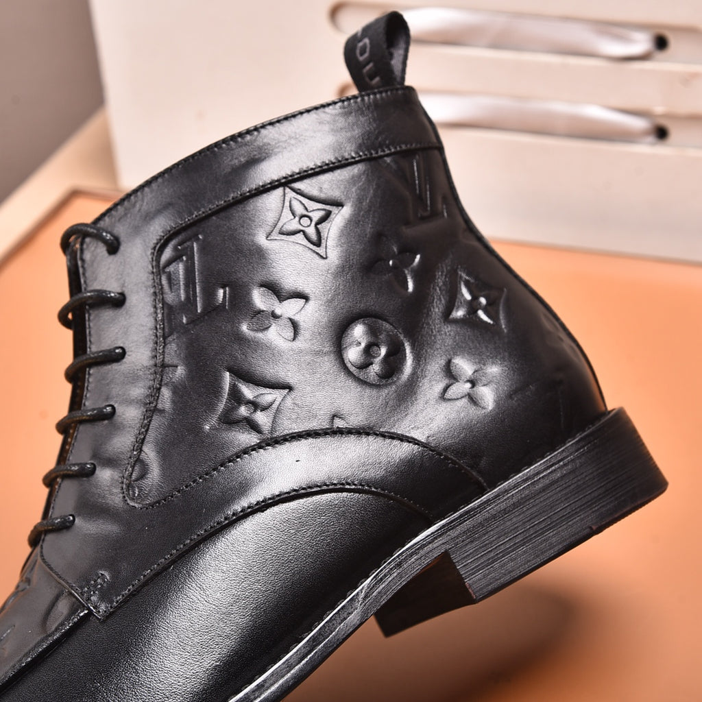 LVV high-top printed business leather shoes 0724120515