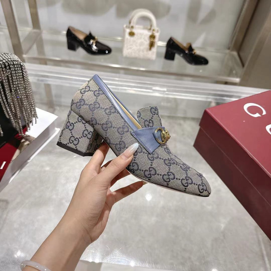 GG fashion print high-heeled loafers 0725102001