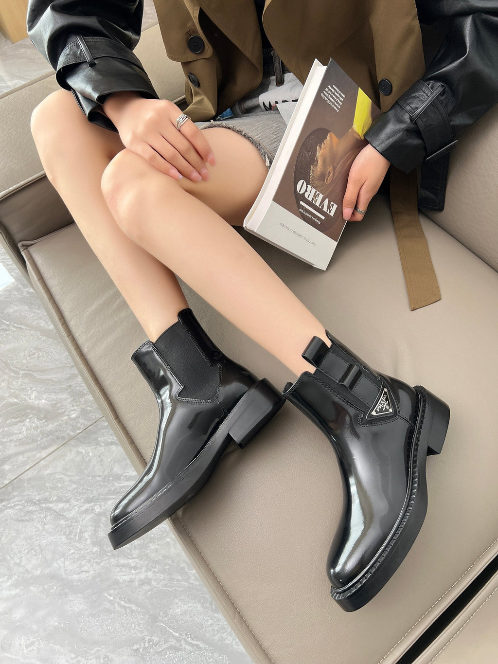 Prd new patent leather high-top boots 0725091501