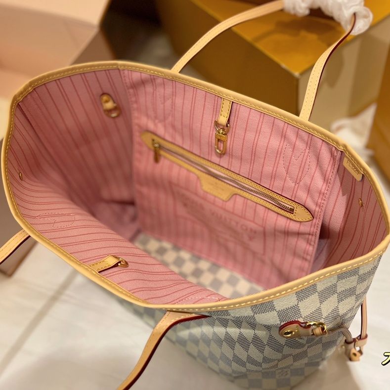 Handmade Leather Handbag Damier Neverfull MM