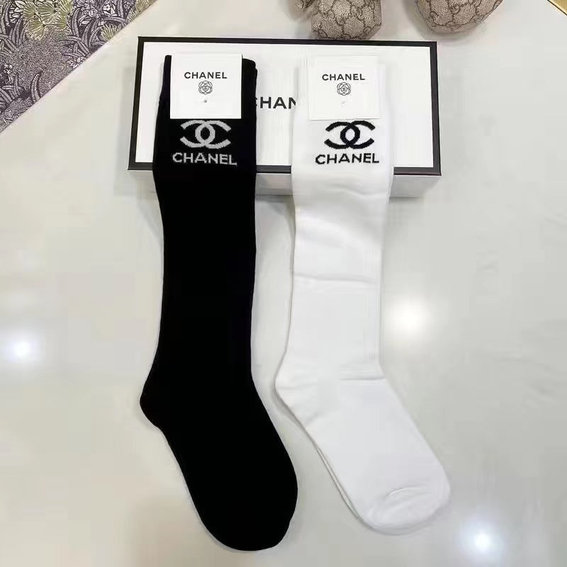 All-match new black cotton bronzing mid-length socks