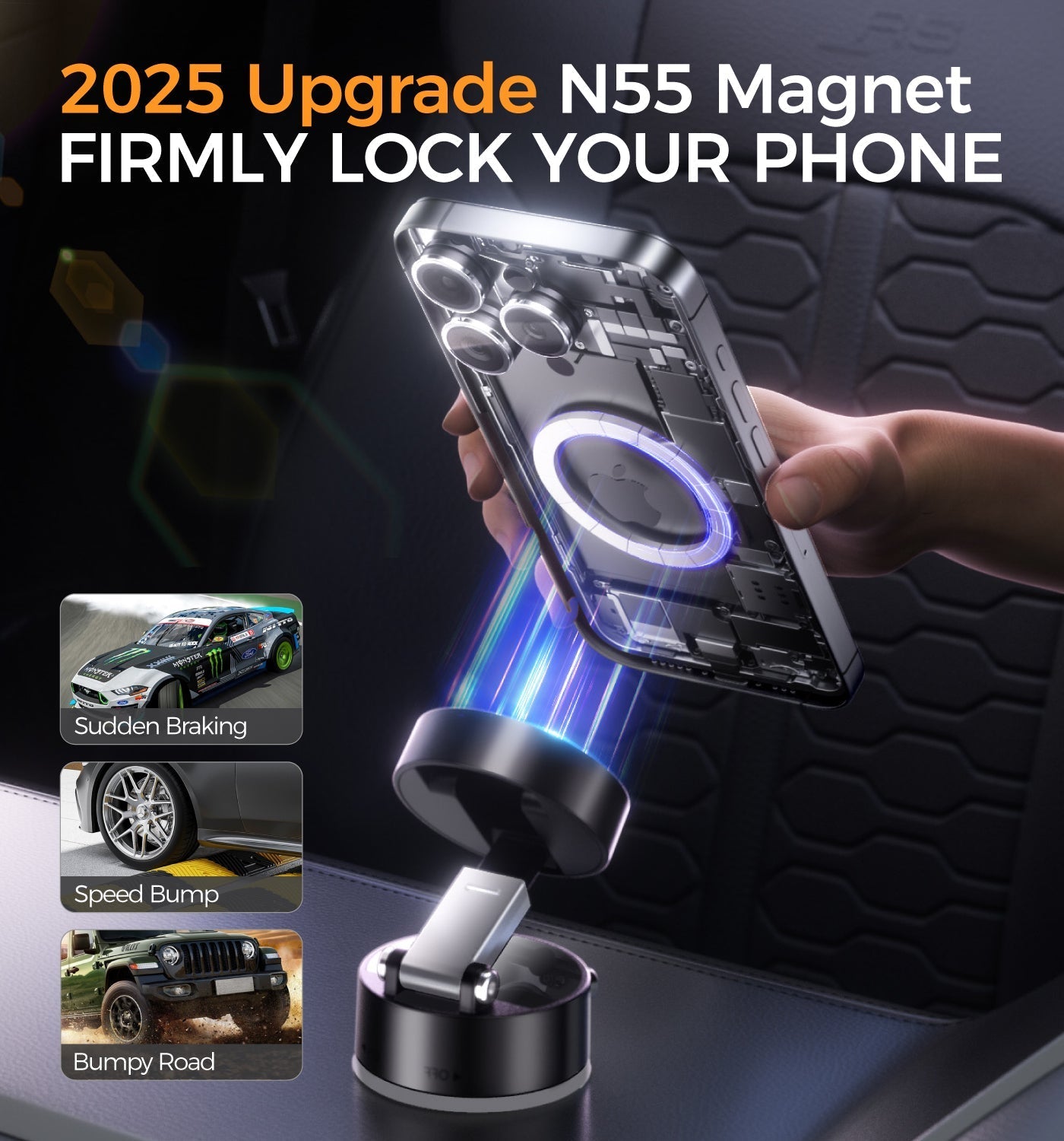 Upgraded Magnetic Phone Holder with 360° Rotation, Strong Magnet, Foldable and Portable Design