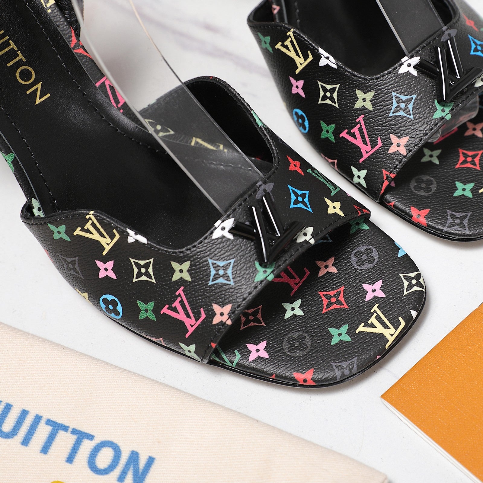 Lvv colorful printed high-heeled sandals 0725102304