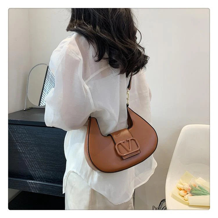New Solid Color Litchi Underarm Bag Fashion Shoulder Bag 1024051518