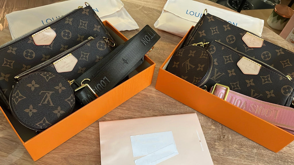 Handmade Leather Crossbody Bag Monogram Brown Multi Pochette