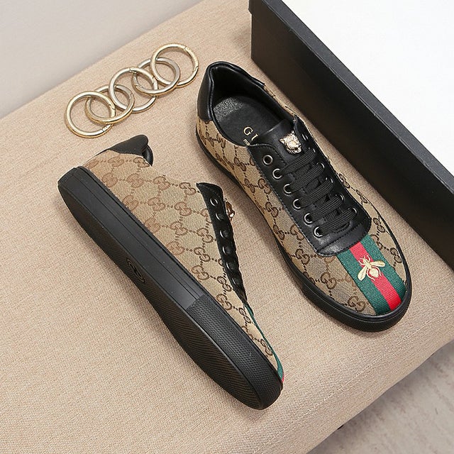 Men's Brown  Leisure printed canvas heavy industry bee casual shoes