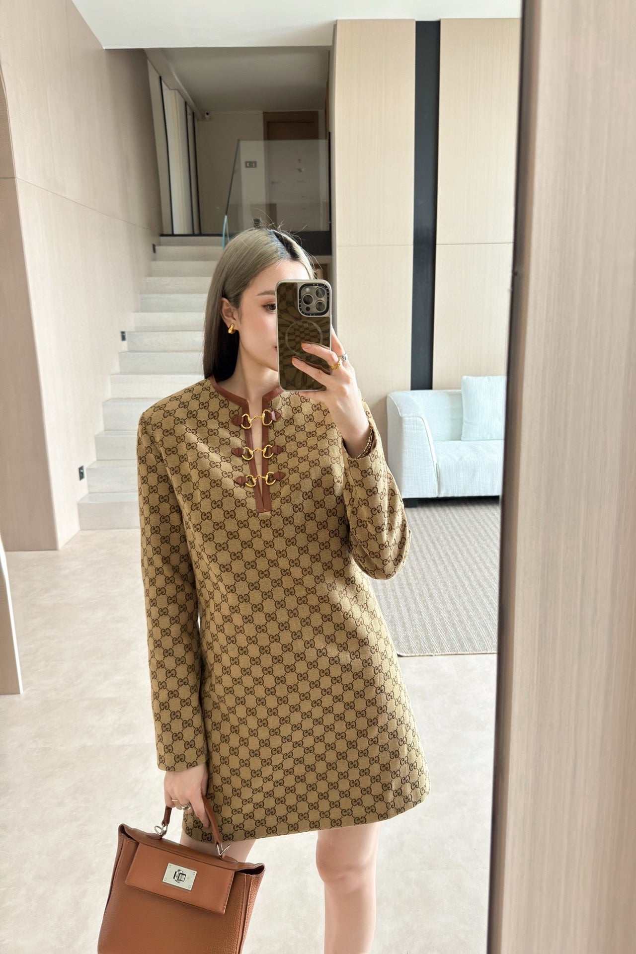 GG Fashion Khaki Printed dress 0725062010