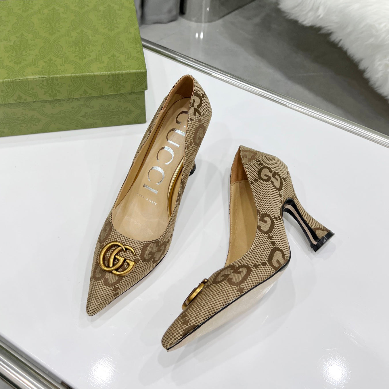 Leather Classic Print Pumps XC0723042417