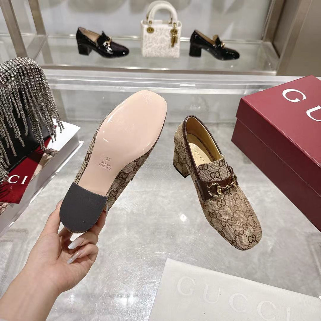 GG fashion print high-heeled loafers 0725102001