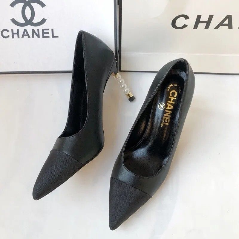 Double C Color Block Pearl High Heels 0823112305
